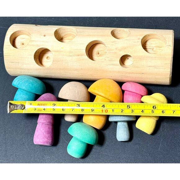 Montessori Wooden Mushroom Picking Toy - Educational Shape Sorting - Picture 8 of 8